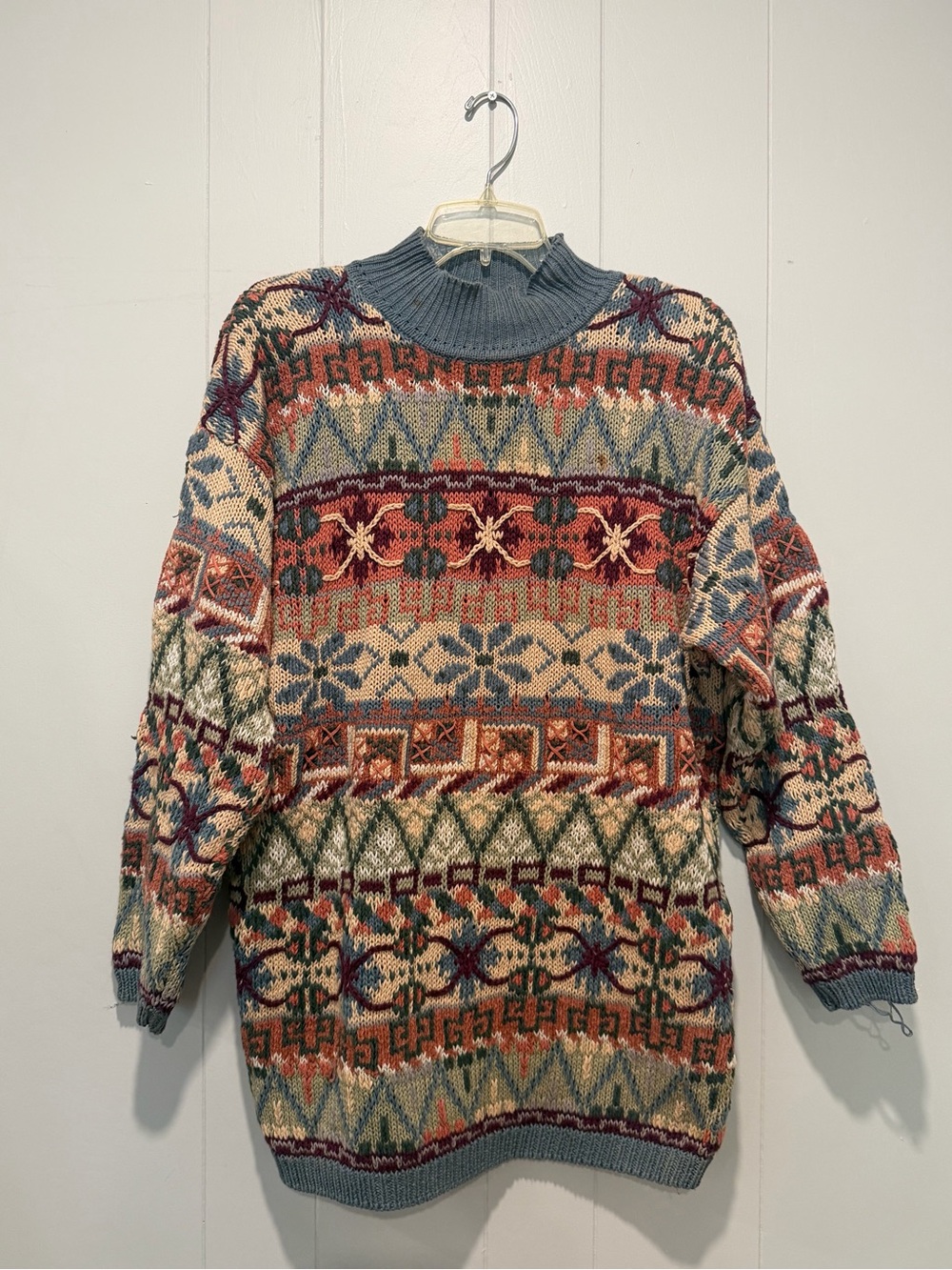Forenza Multicolor Fair Isle Turtleneck Sweater with Blue Trim
